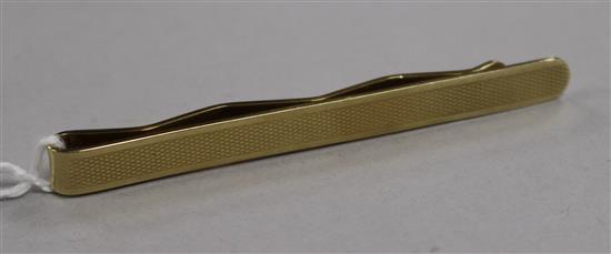 An engine-turned yellow metal tie clip 11.1g